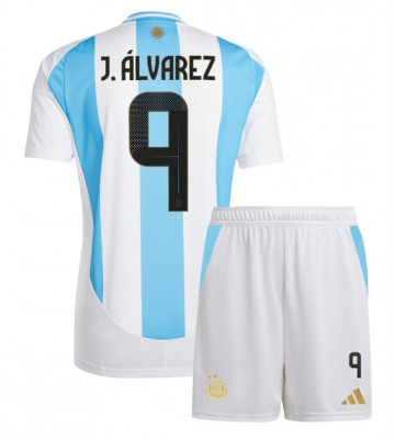 Argentina Julian Alvarez #9 Primera Equipación Niños Copa America 2024 Manga Corta (+ Pantalones cortos)